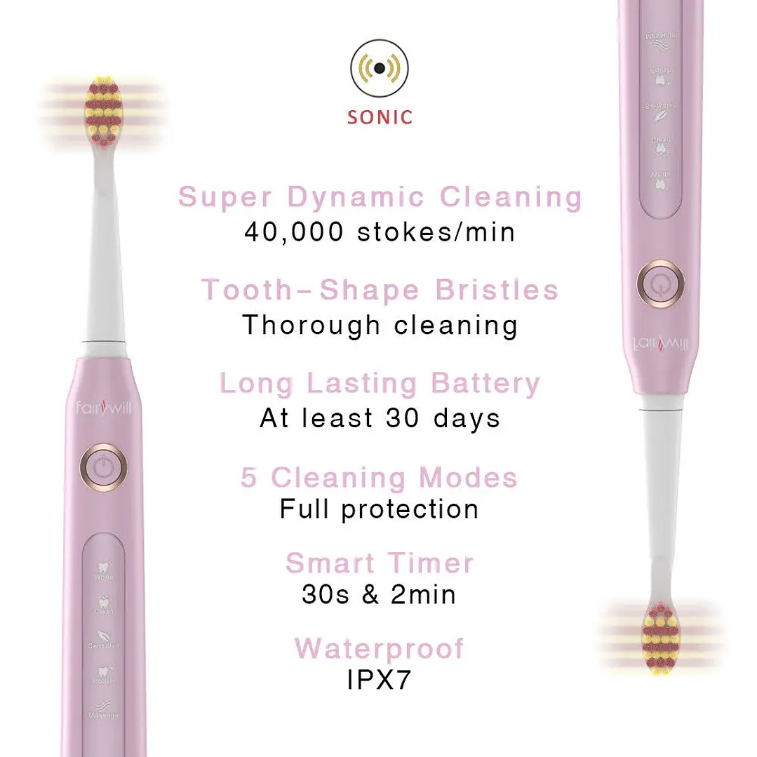 Cepillo Eléctrico Fairywill FW-507  Tecnología Sónica con 5 Modos de Limpieza 26