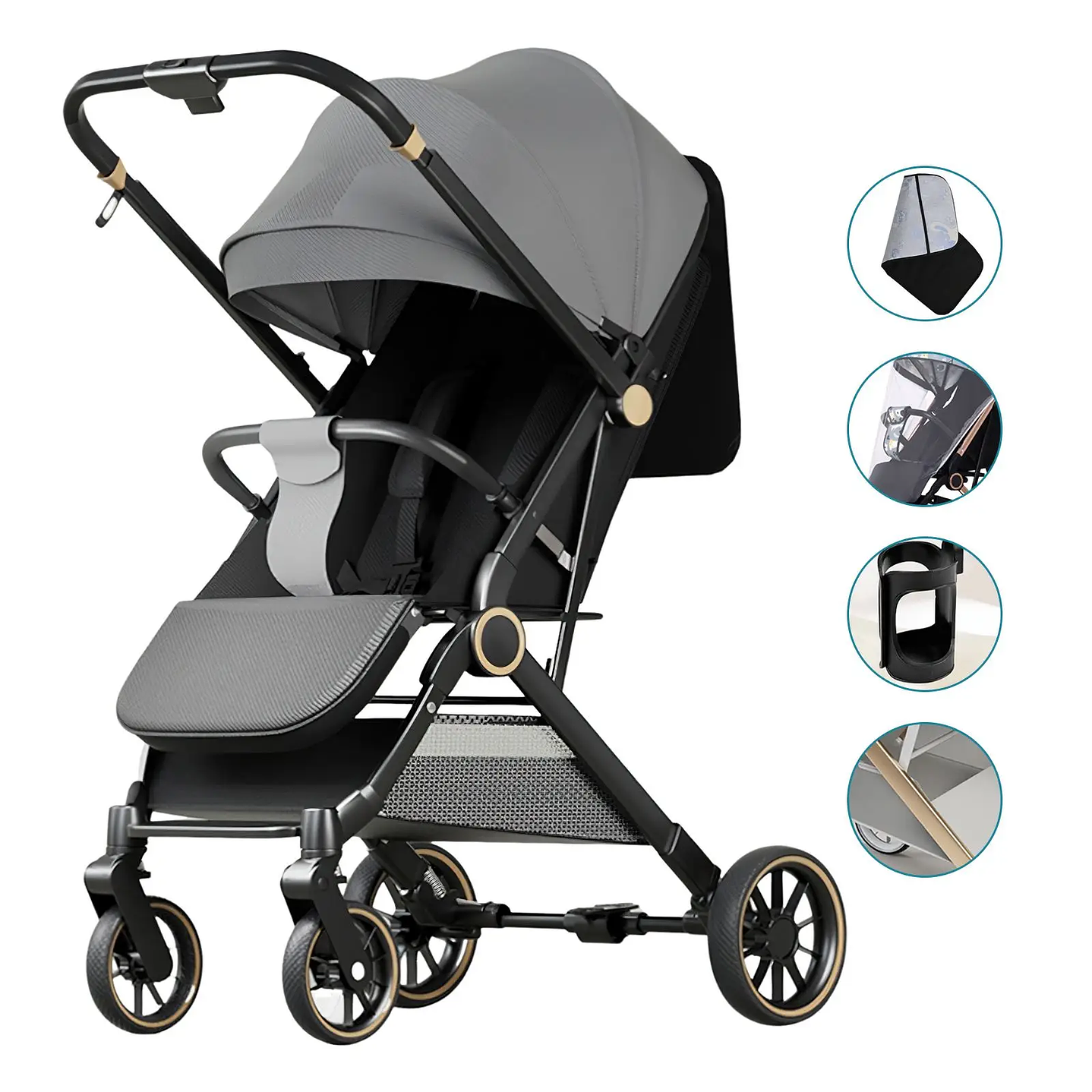 Carrito de Bebé Seeiswork  Ultraligero Plegable con Vista Bidireccional 12