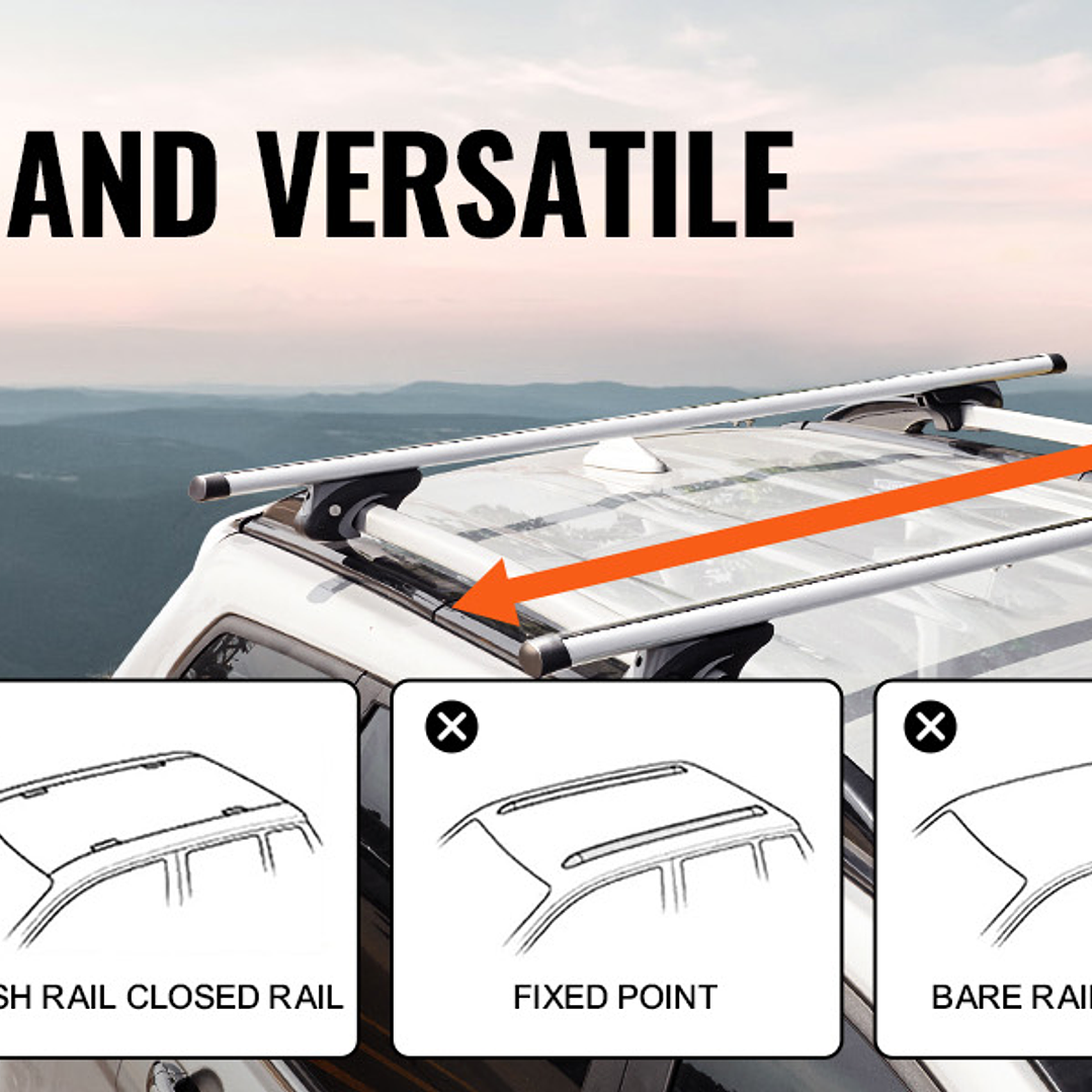 SucceBuy Barras Transversales de Techo  Portaequipajes Universal Aluminio 200 lbs 8
