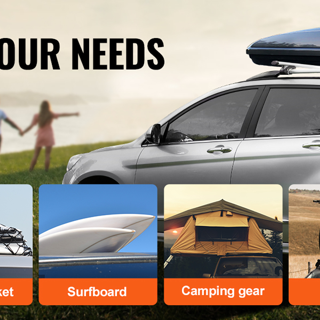 SucceBuy Barras Transversales de Techo  Portaequipajes Universal Aluminio 200 lbs 10