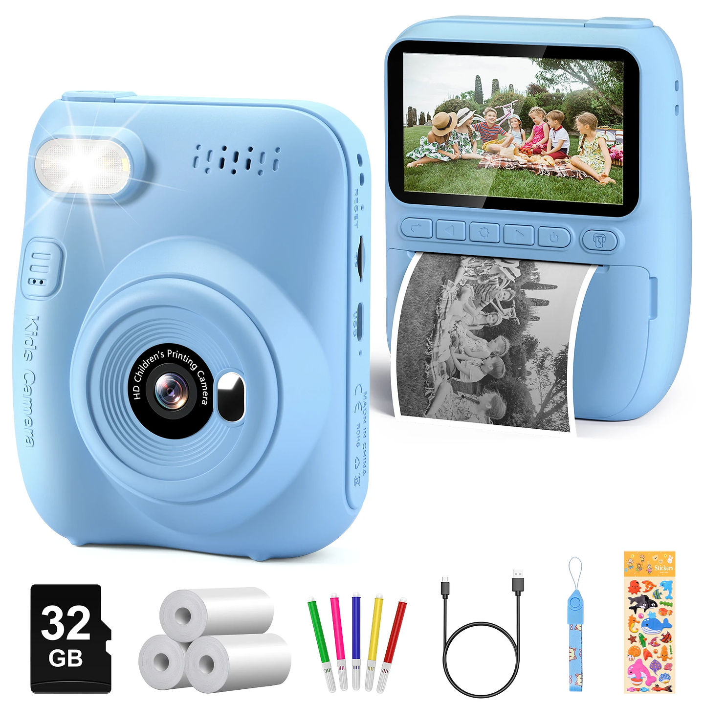 DIAMOOKY Cámara para Niños  Cámara Instantánea 1080P con 3 Rollos de Papel y Tarjeta 32GB 9