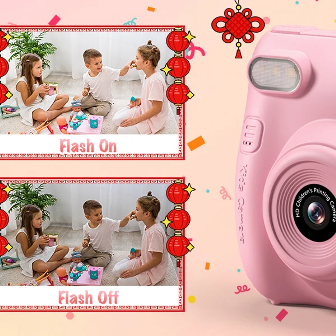 DIAMOOKY Cámara para Niños  Cámara Instantánea 1080P con 3 Rollos de Papel y Tarjeta 32GB 15