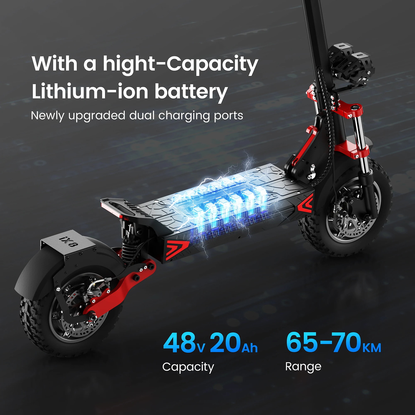 IScooter iX8 Scooter Eléctrico Plegable  12” Off-Road, 60 km/h, 2400W 3