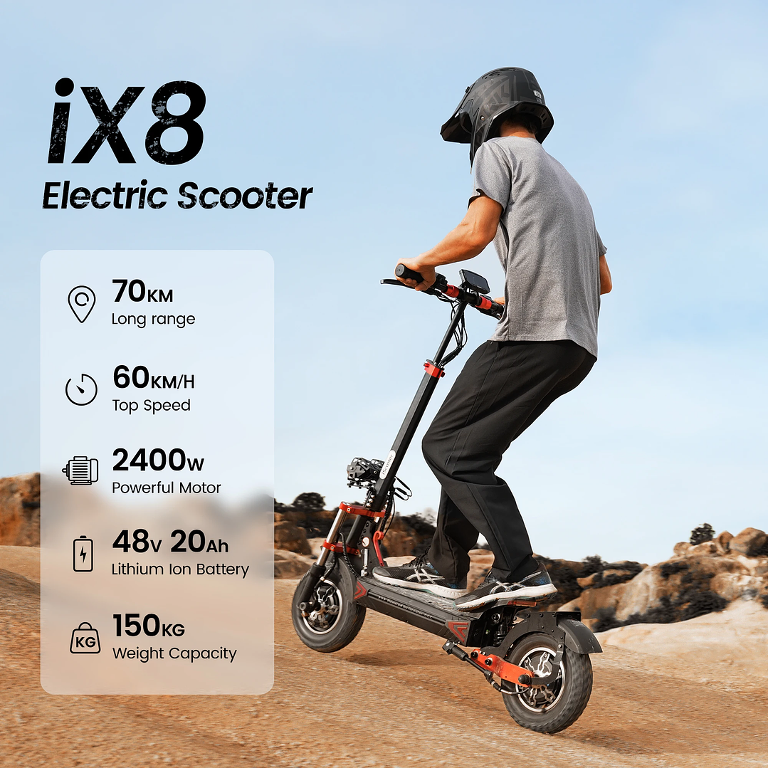 IScooter iX8 Scooter Eléctrico Plegable  12” Off-Road, 60 km/h, 2400W 7