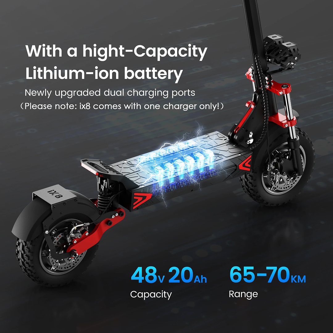 IScooter iX8 Scooter Eléctrico Plegable  12” Off-Road, 60 km/h, 2400W 8