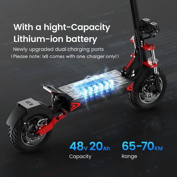 IScooter iX8 Scooter Eléctrico Plegable  12” Off-Road, 60 km/h, 2400W 8
