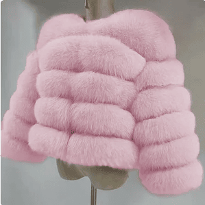 Faux Fox Fur Coat Mujer - Abrigo Corto Invierno con Cuello Vuelto