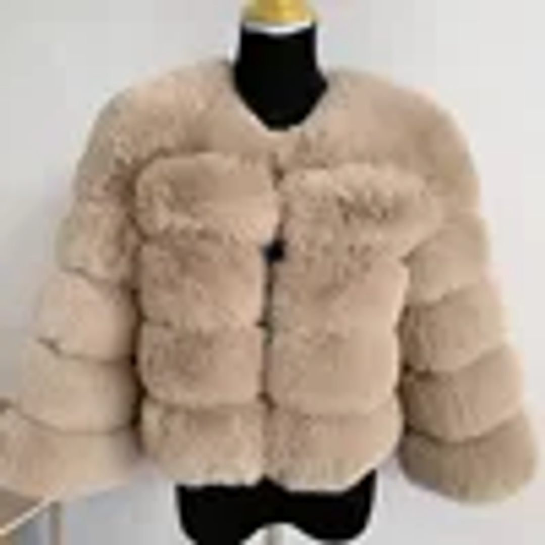 Faux Fox Fur Coat Mujer - Abrigo Corto Invierno con Cuello Vuelto 8