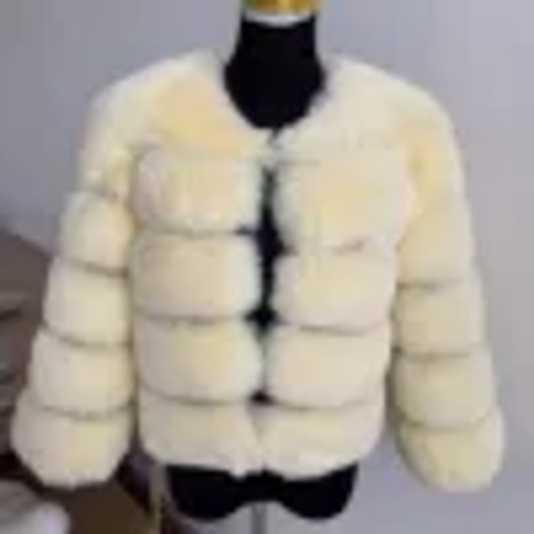 Faux Fox Fur Coat Mujer - Abrigo Corto Invierno con Cuello Vuelto 12