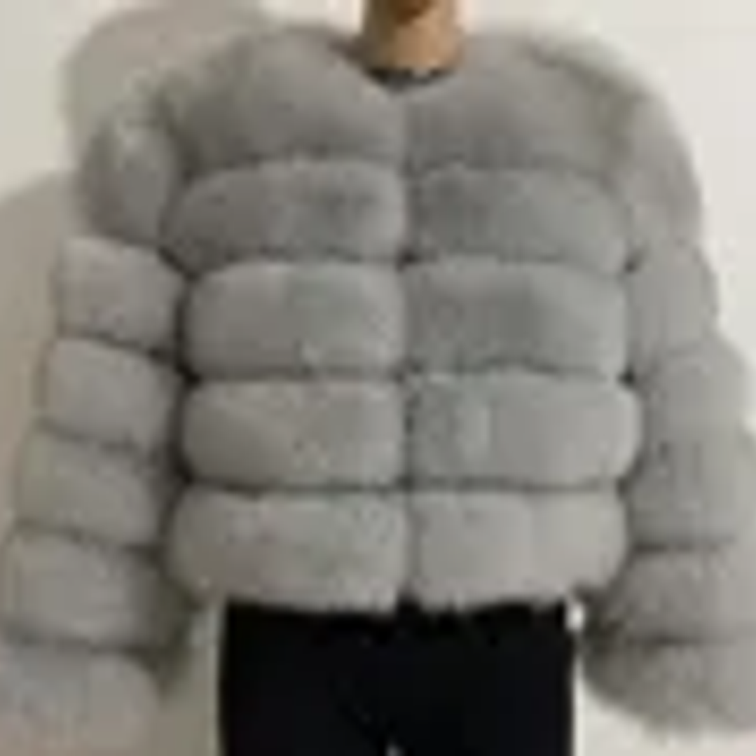 Faux Fox Fur Coat Mujer - Abrigo Corto Invierno con Cuello Vuelto 13