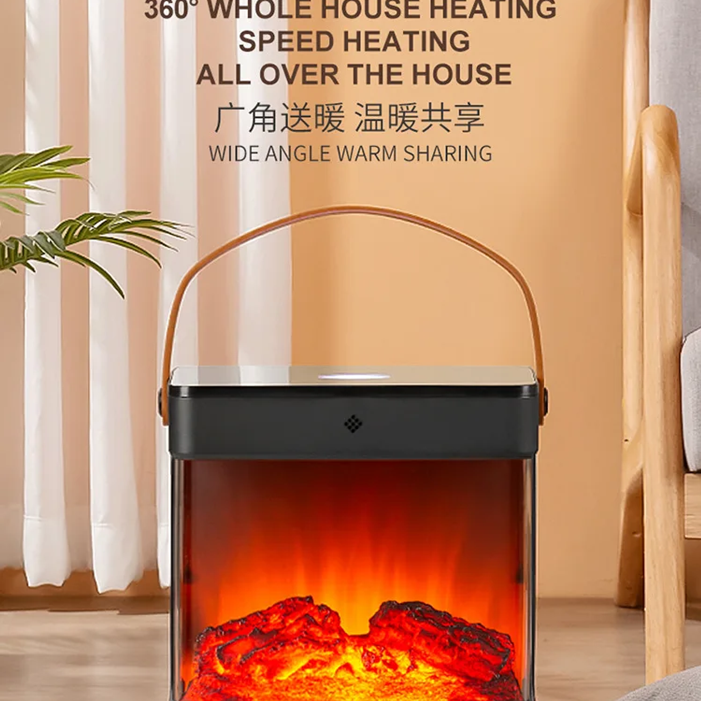 DELIXING Chimenea Eléctrica 2000W  Calefactor de Llama Simulada para Dormitorio y Baño 14