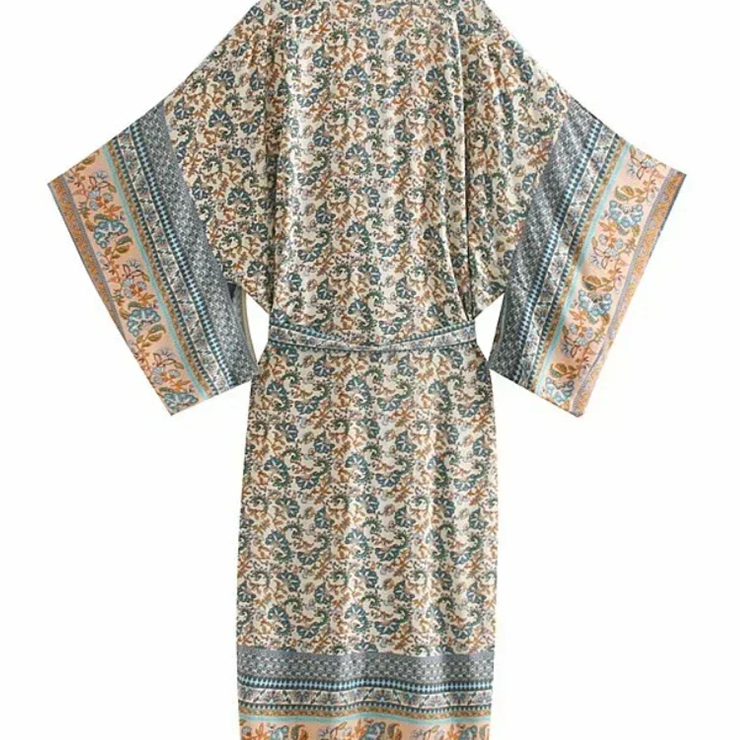Kimono Bohemio Mujer Verano - Vestido Floral Vintage Chic Playa 2