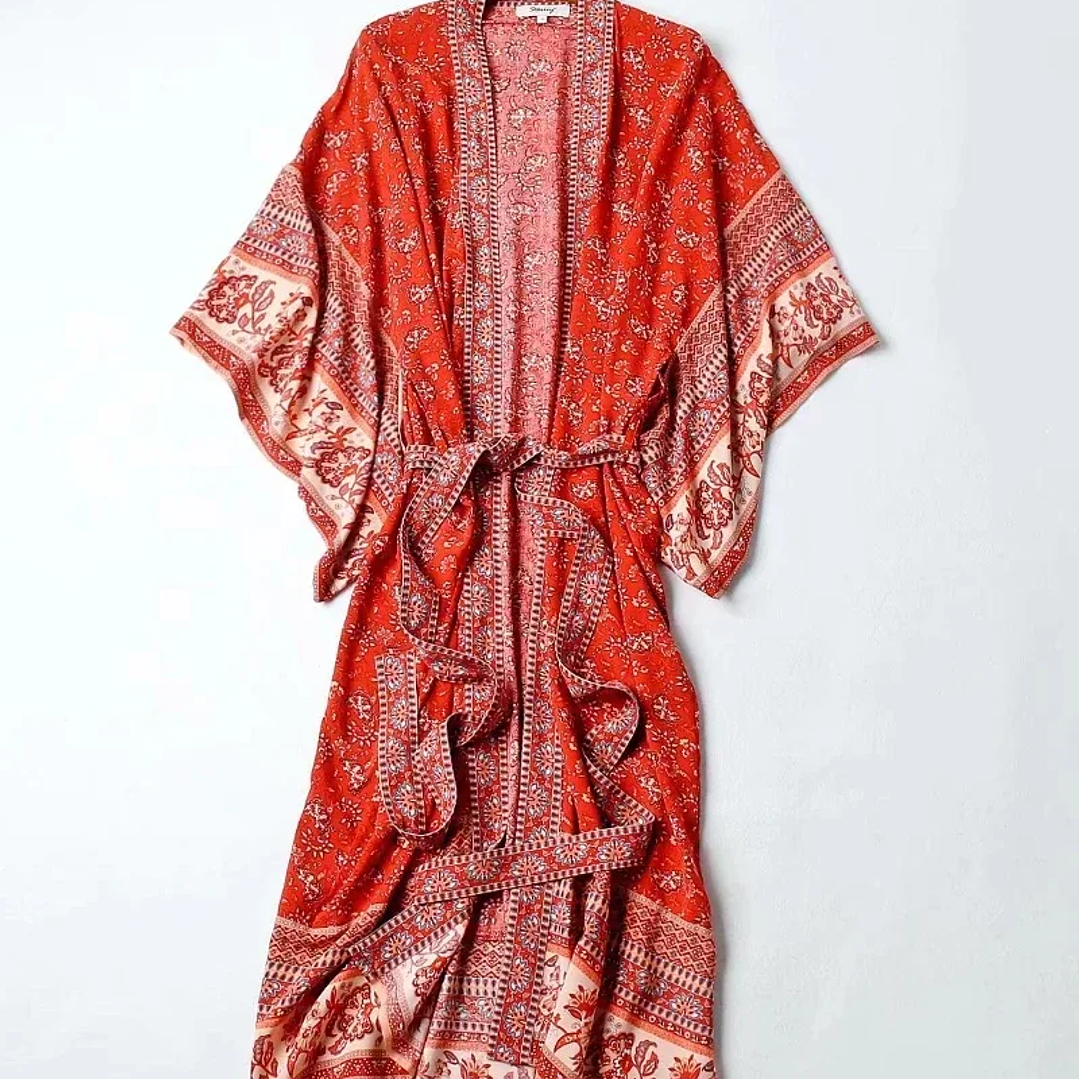 Kimono Bohemio Mujer Verano - Vestido Floral Vintage Chic Playa 6