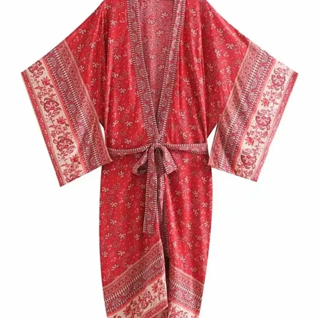 Kimono Bohemio Mujer Verano - Vestido Floral Vintage Chic Playa 7
