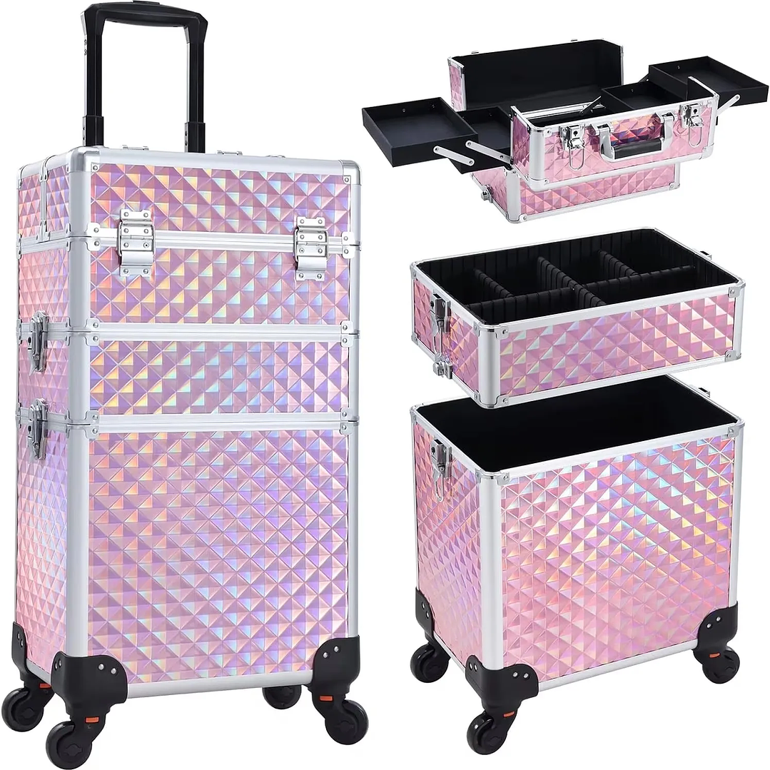 Carrito de Maquillaje Profesional 3 en 1  Estuche Cosmético Extraíble con Ruedas 10