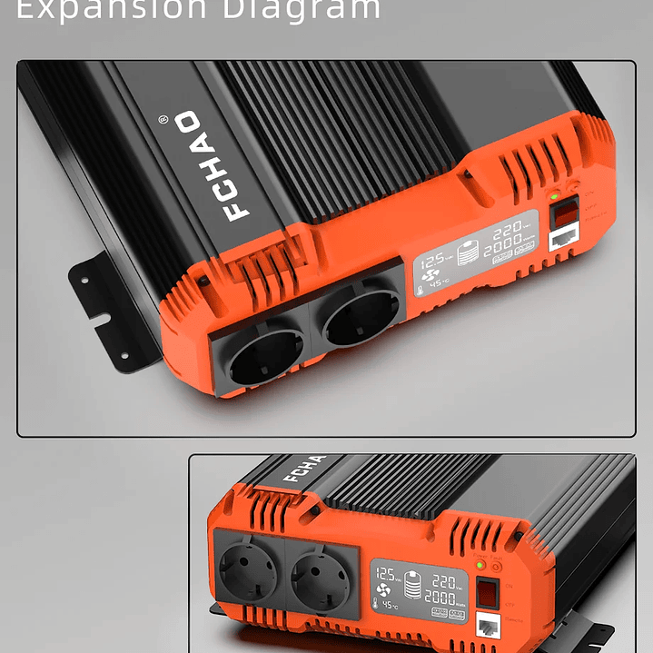 Convertidor Inversor 5000W Onda Pura - 2500W Continuo para Hogar, Coche y RV 2