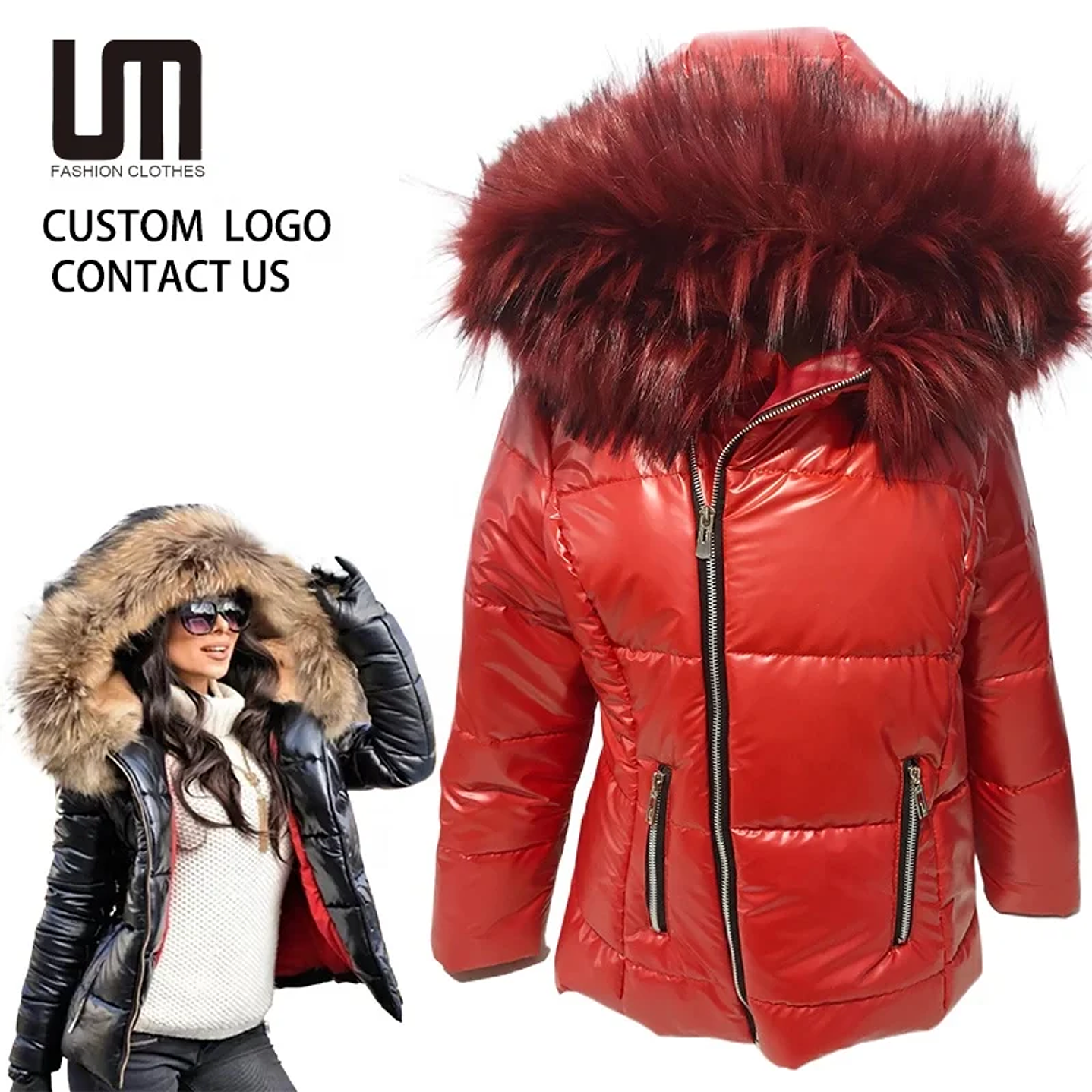 Parka Invierno Mujer LM - Abrigo Largo Impermeable con Capucha de Piel Sintética 1