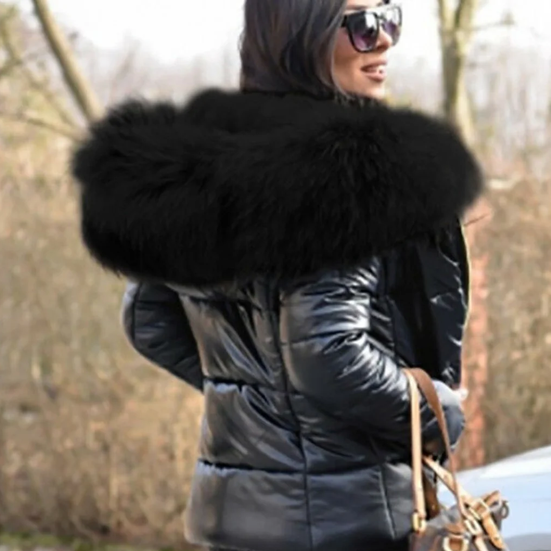 Parka Invierno Mujer LM - Abrigo Largo Impermeable con Capucha de Piel Sintética 4