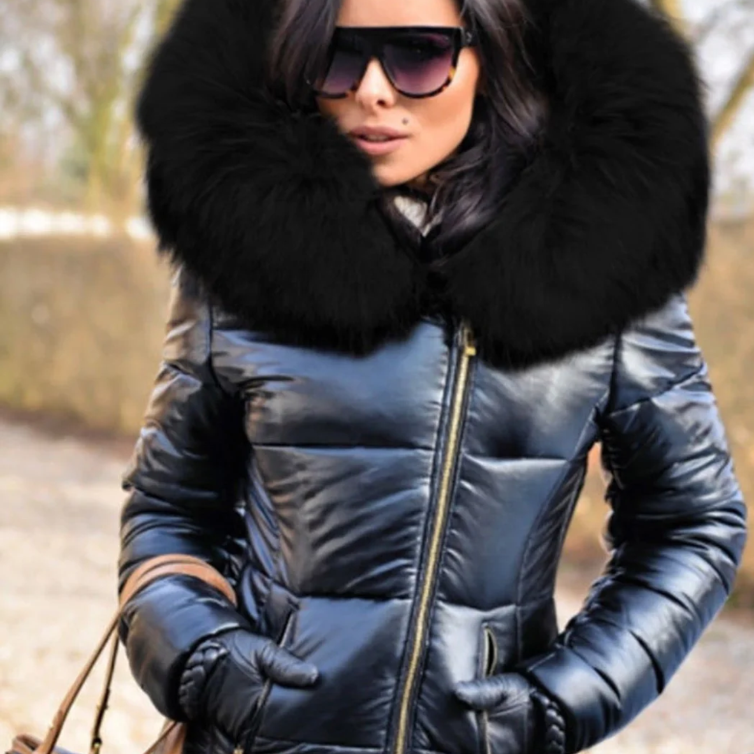 Parka Invierno Mujer LM - Abrigo Largo Impermeable con Capucha de Piel Sintética 6