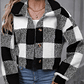 Chaqueta Teddy Mujer Cuadros - Abrigo Casual Invierno con Botones - Miniatura 3