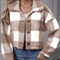 Chaqueta Teddy Mujer Cuadros - Abrigo Casual Invierno con Botones - Miniatura 12