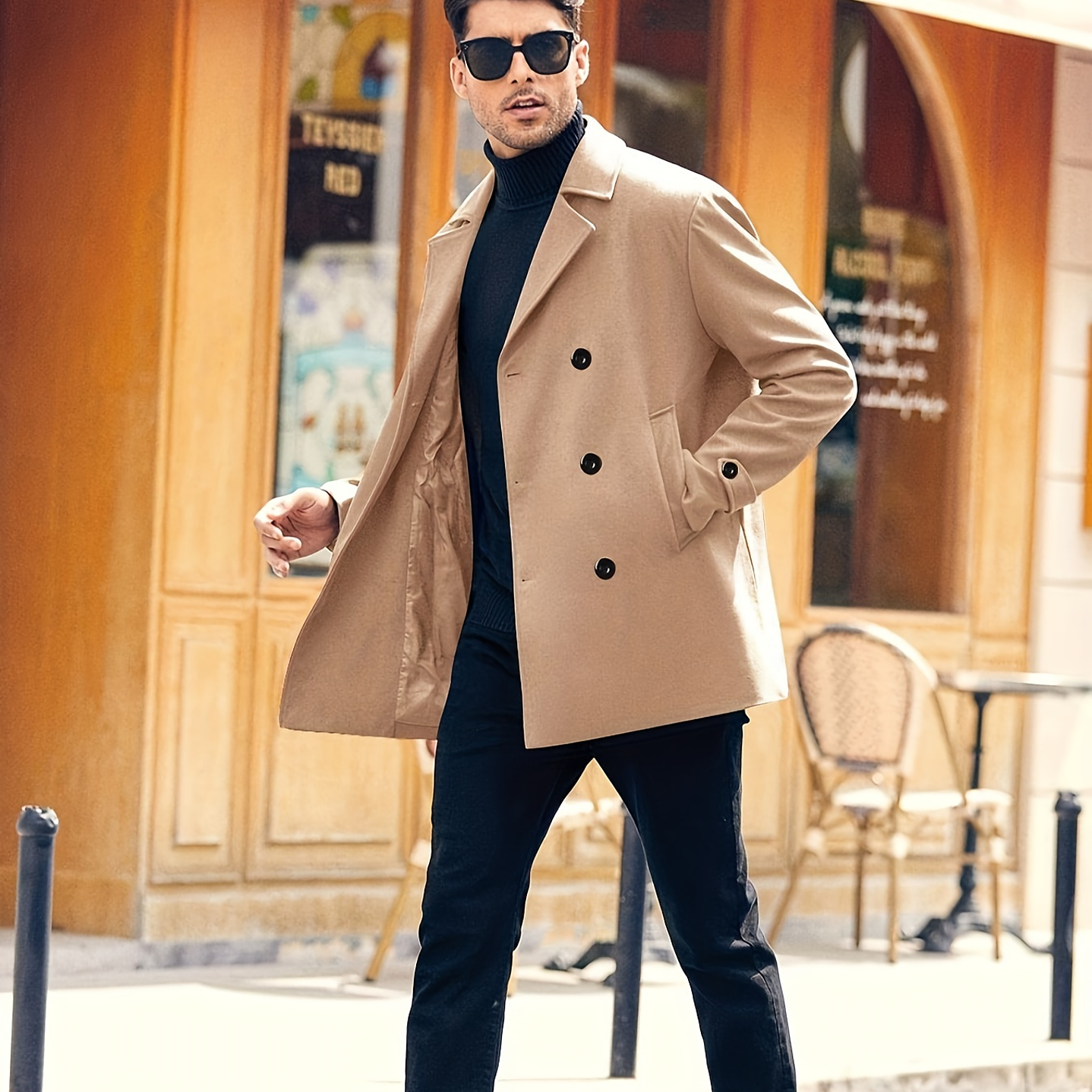 Trench Coat Hombre Invierno - Abrigo Largo Elegante Doble Botonadura 1