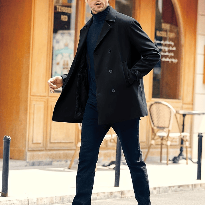 Trench Coat Hombre Invierno - Abrigo Largo Elegante Doble Botonadura 12