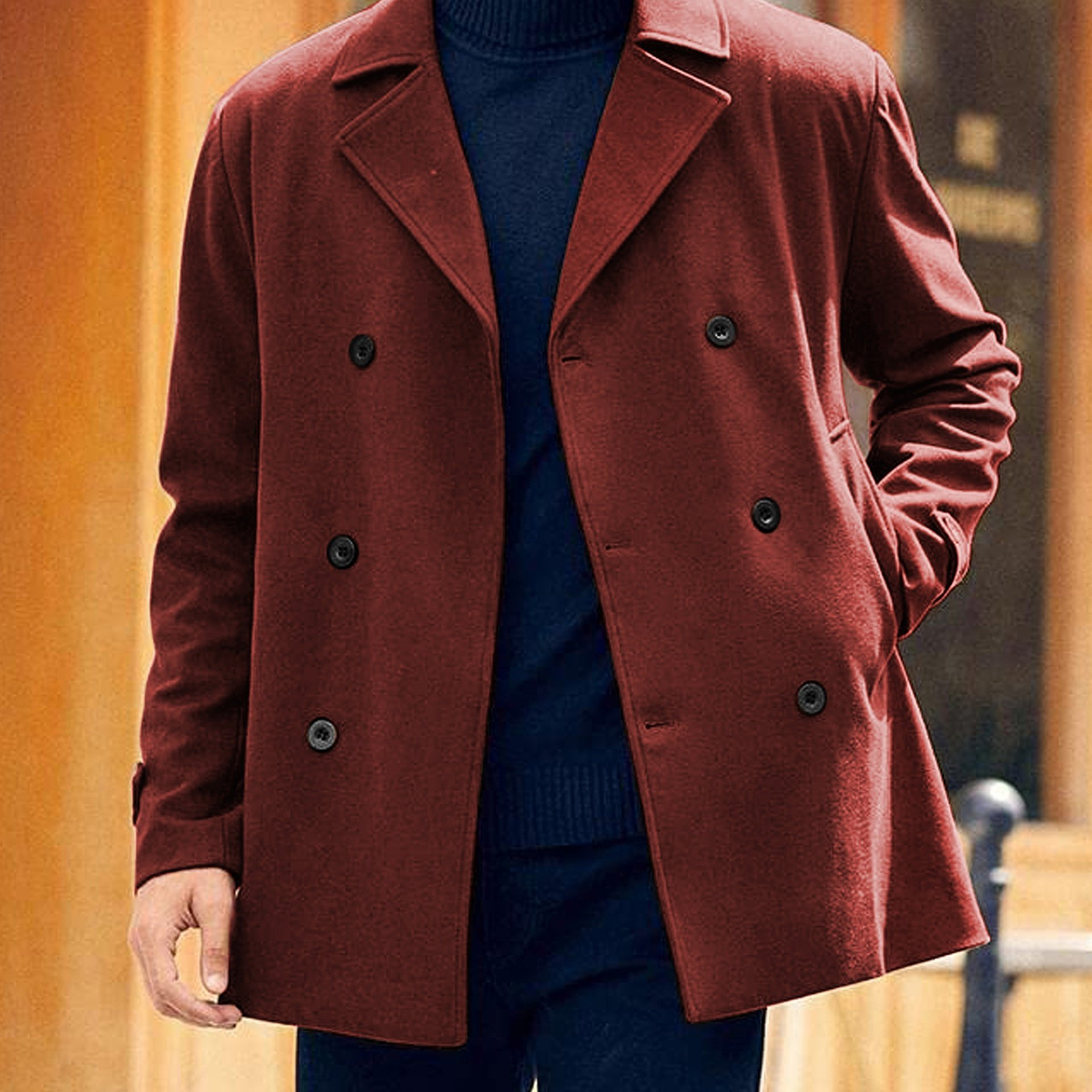 Trench Coat Hombre Invierno - Abrigo Largo Elegante Doble Botonadura 18