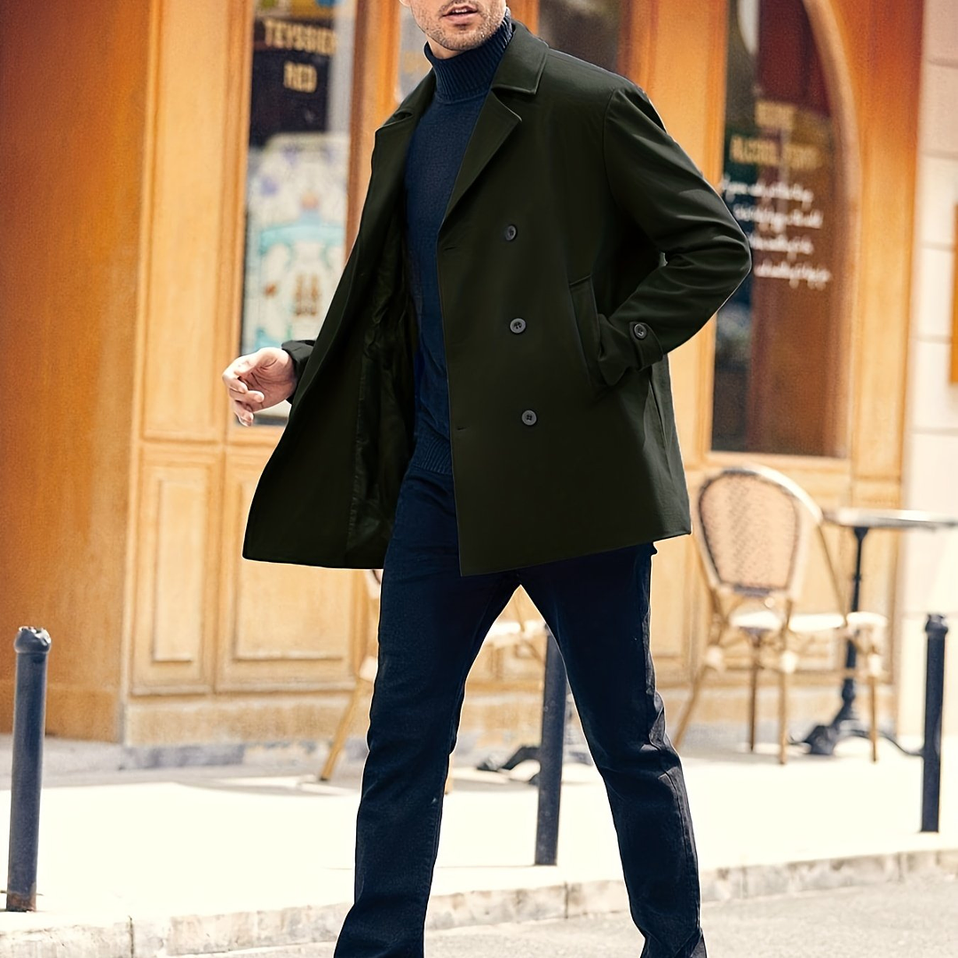 Trench Coat Hombre Invierno - Abrigo Largo Elegante Doble Botonadura 25