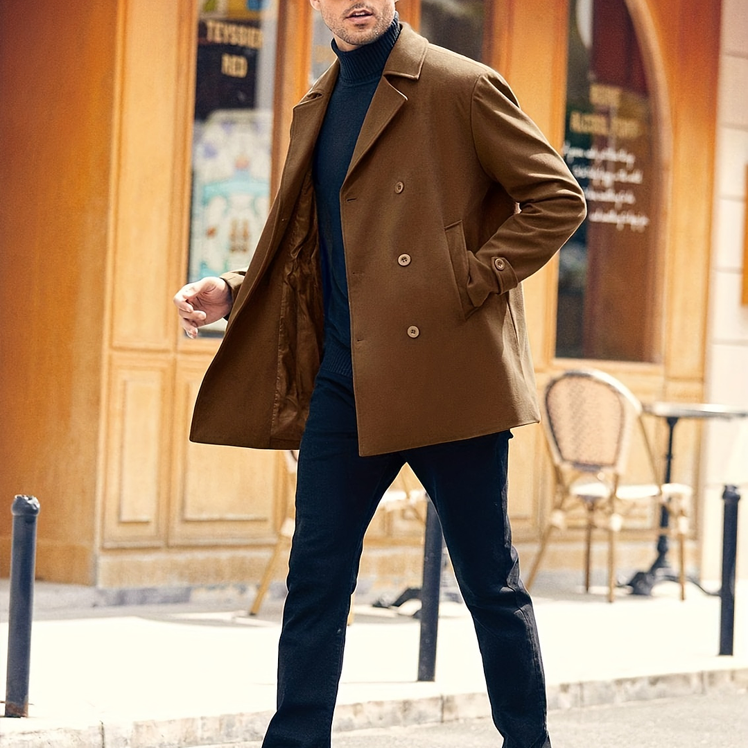 Trench Coat Hombre Invierno - Abrigo Largo Elegante Doble Botonadura 27