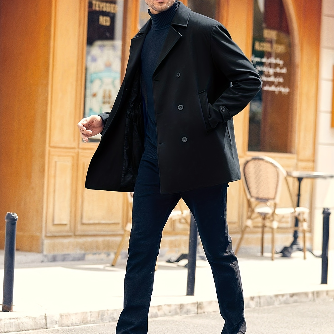 Trench Coat Hombre Invierno - Abrigo Largo Elegante Doble Botonadura 30