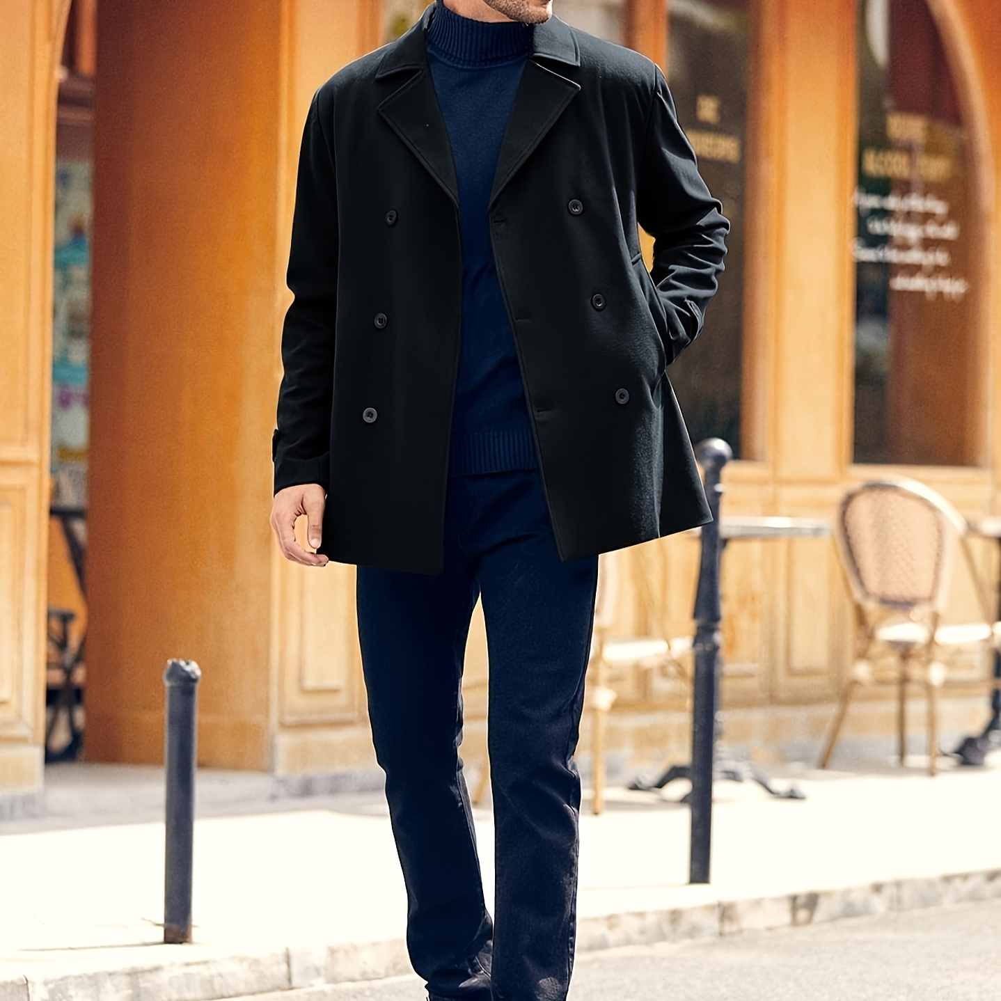 Trench Coat Hombre Invierno - Abrigo Largo Elegante Doble Botonadura 31