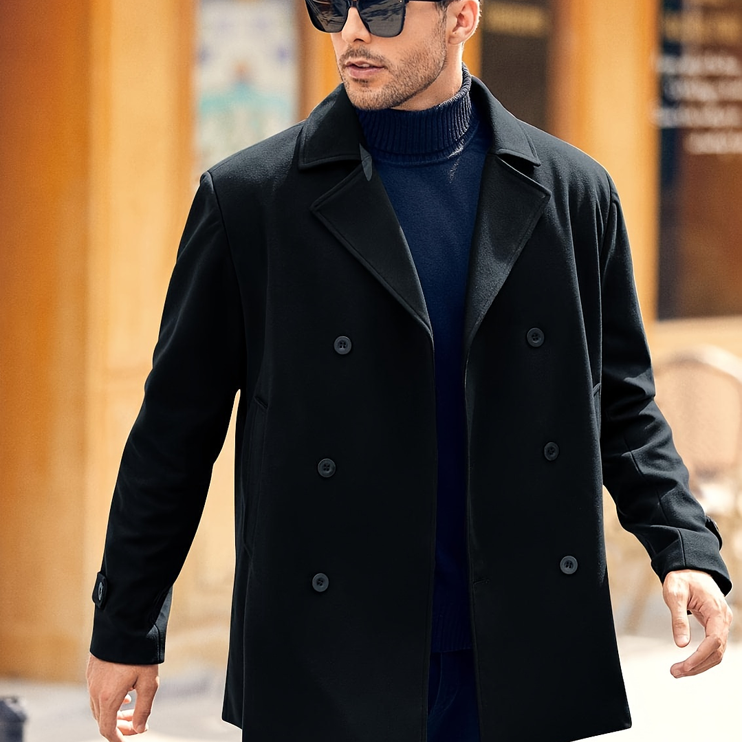Trench Coat Hombre Invierno - Abrigo Largo Elegante Doble Botonadura 32