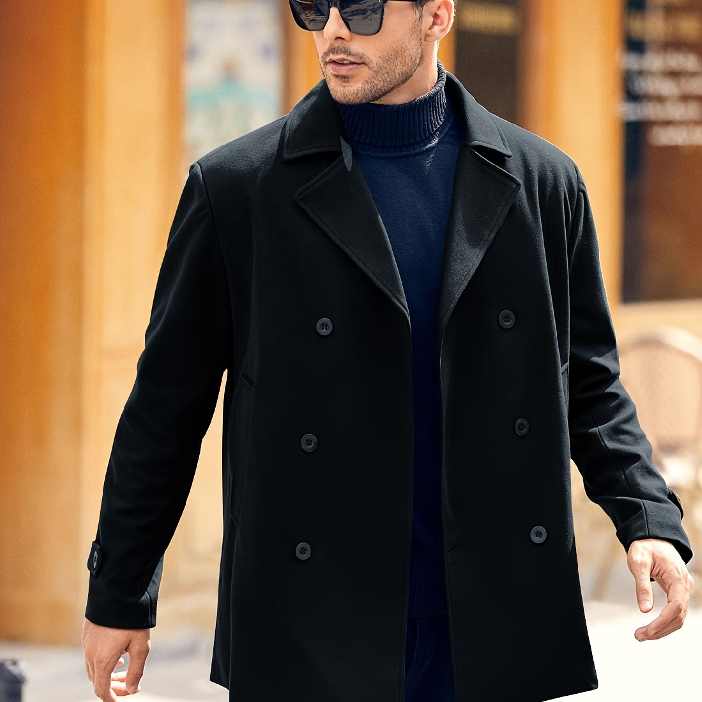 Trench Coat Hombre Invierno - Abrigo Largo Elegante Doble Botonadura 32