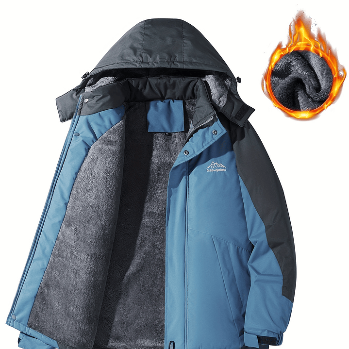 Abrigo Hombre Casual con Capucha - Chaqueta Sherpa Impermeable Invierno 4