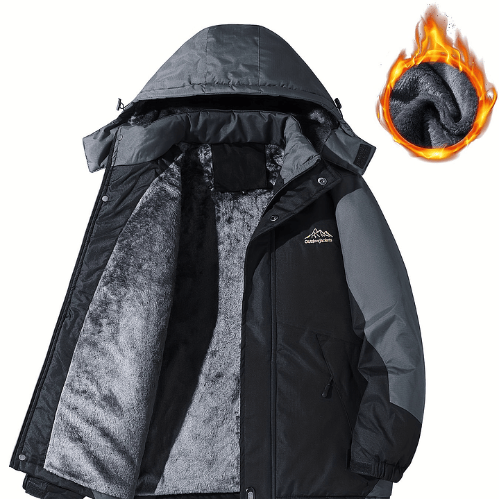 Abrigo Hombre Casual con Capucha - Chaqueta Sherpa Impermeable Invierno 11