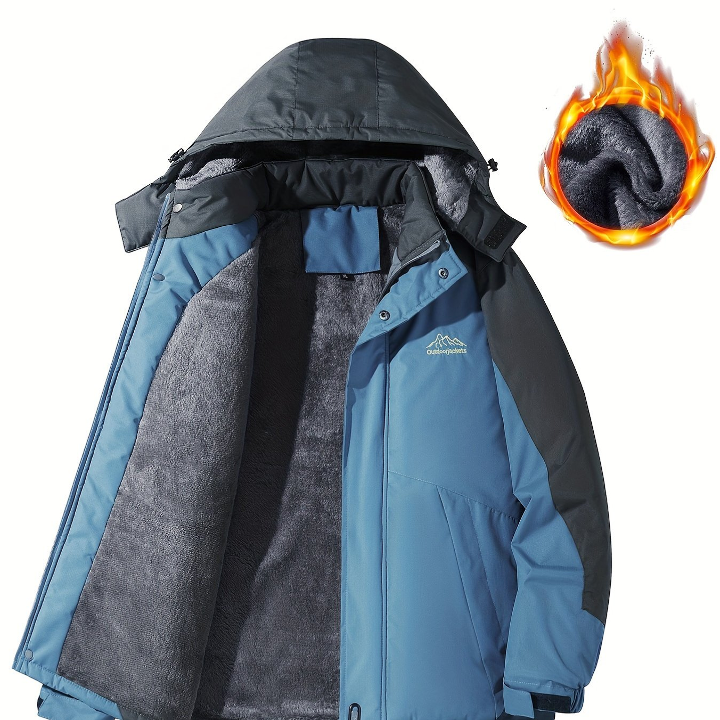 Abrigo Hombre Casual con Capucha - Chaqueta Sherpa Impermeable Invierno 13