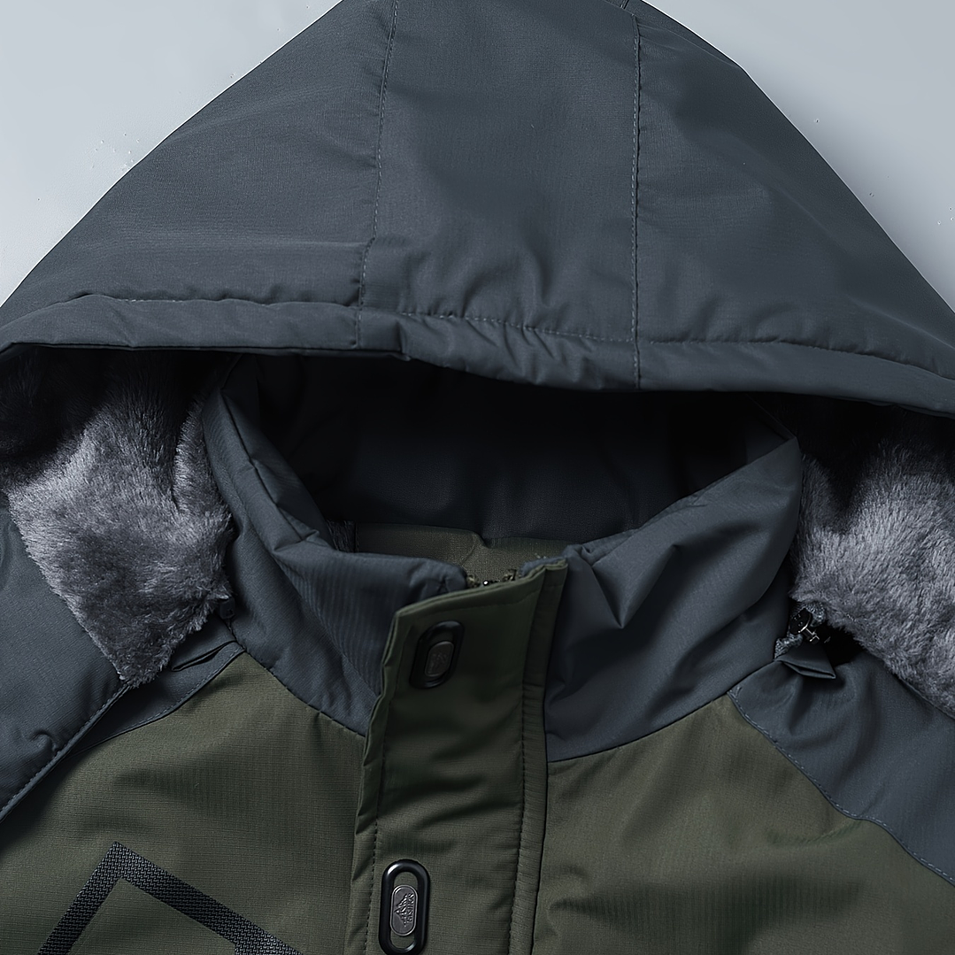Abrigo Hombre Casual con Capucha - Chaqueta Sherpa Impermeable Invierno 19