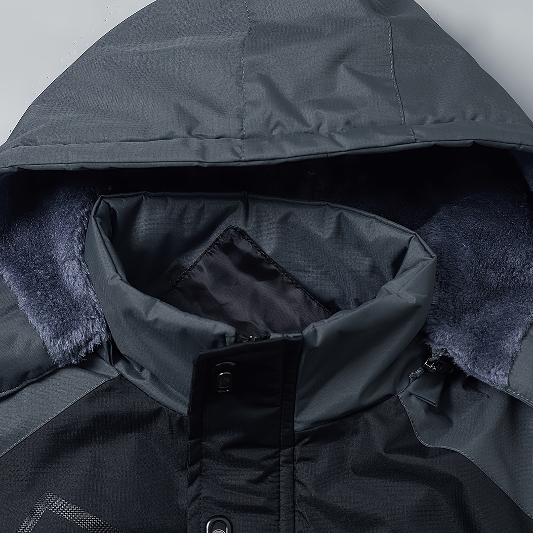 Abrigo Hombre Casual con Capucha - Chaqueta Sherpa Impermeable Invierno 25