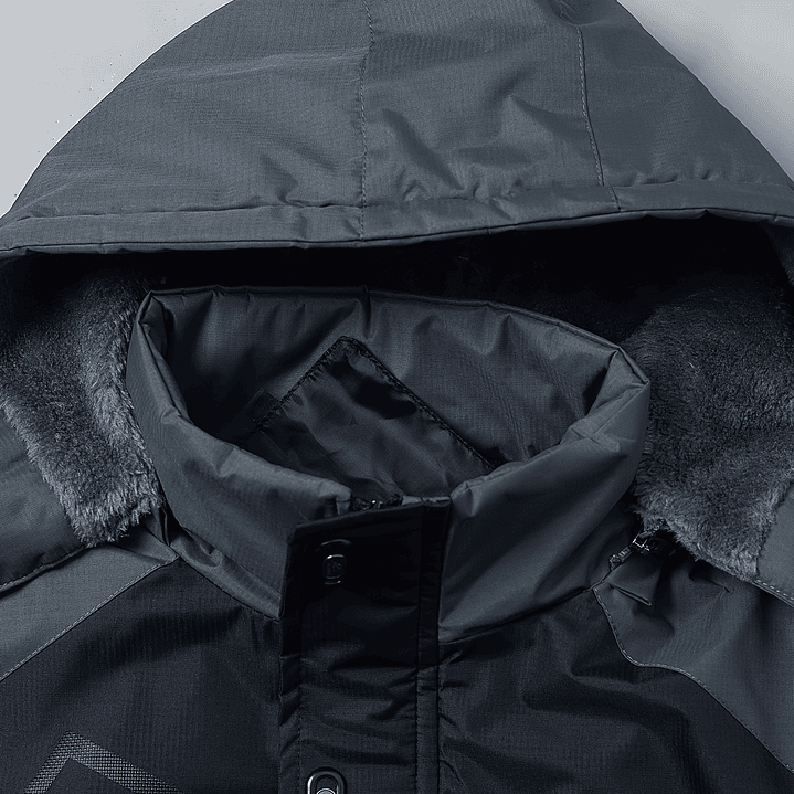 Abrigo Hombre Casual con Capucha - Chaqueta Sherpa Impermeable Invierno 25