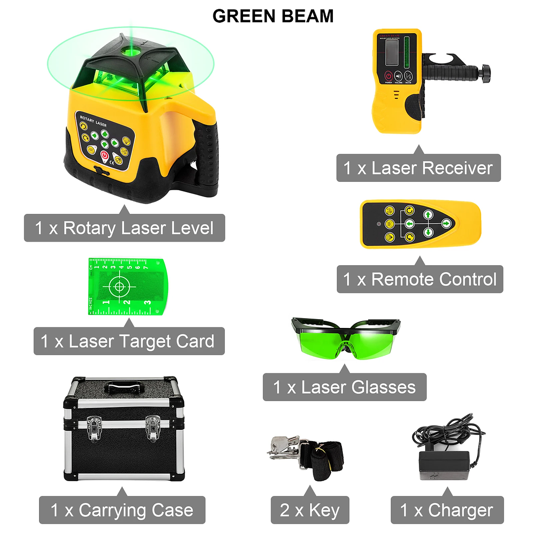SucceBuy Nivel Láser 360 Verde - Escaneo Horizontal y Vertical 500m 12