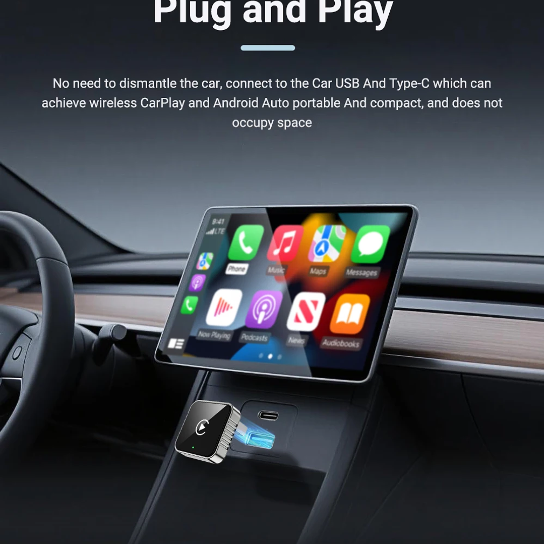 XUDA Adaptador CarPlay Android Auto - USB Mini Plug & Play Inalámbrico 11