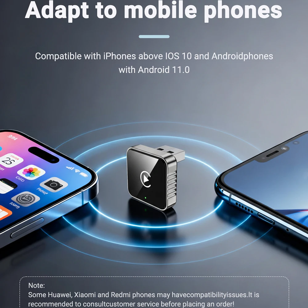 XUDA Adaptador CarPlay Android Auto - USB Mini Plug & Play Inalámbrico 16