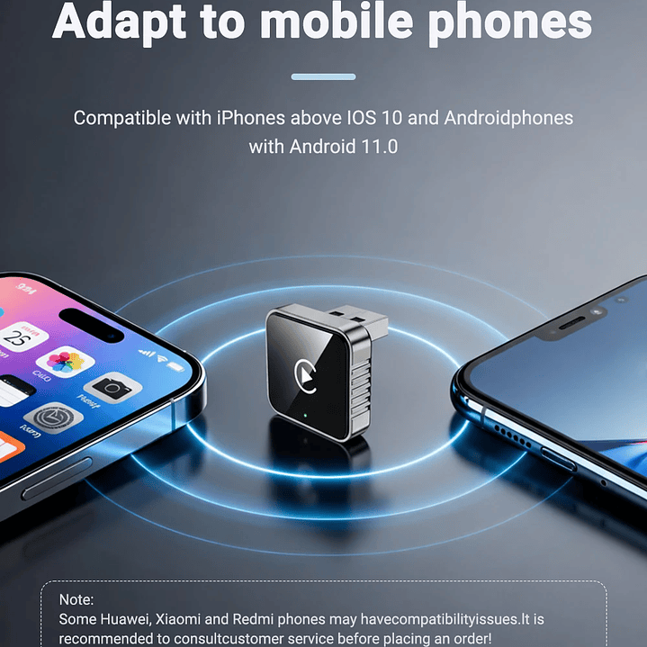 XUDA Adaptador CarPlay Android Auto - USB Mini Plug & Play Inalámbrico 16
