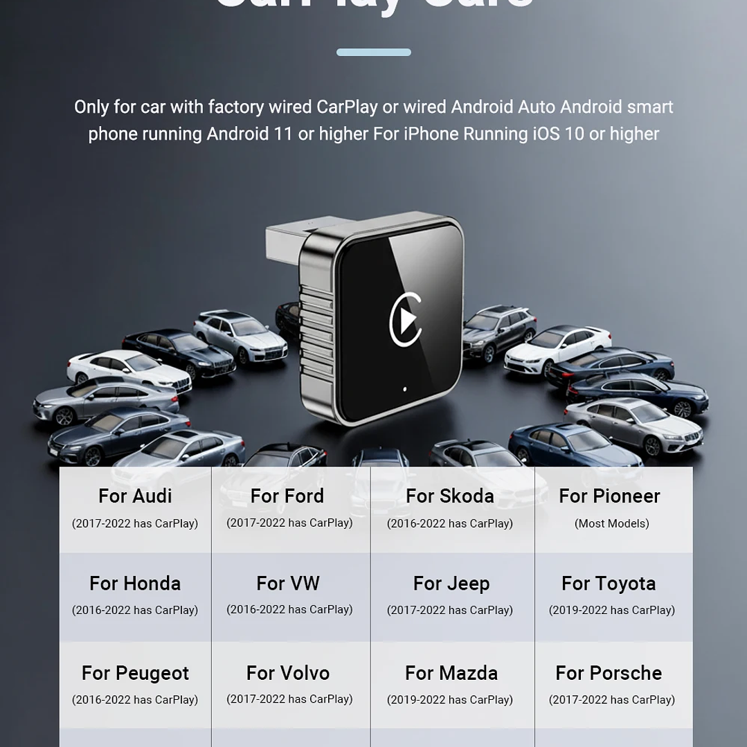 XUDA Adaptador CarPlay Android Auto - USB Mini Plug & Play Inalámbrico 17