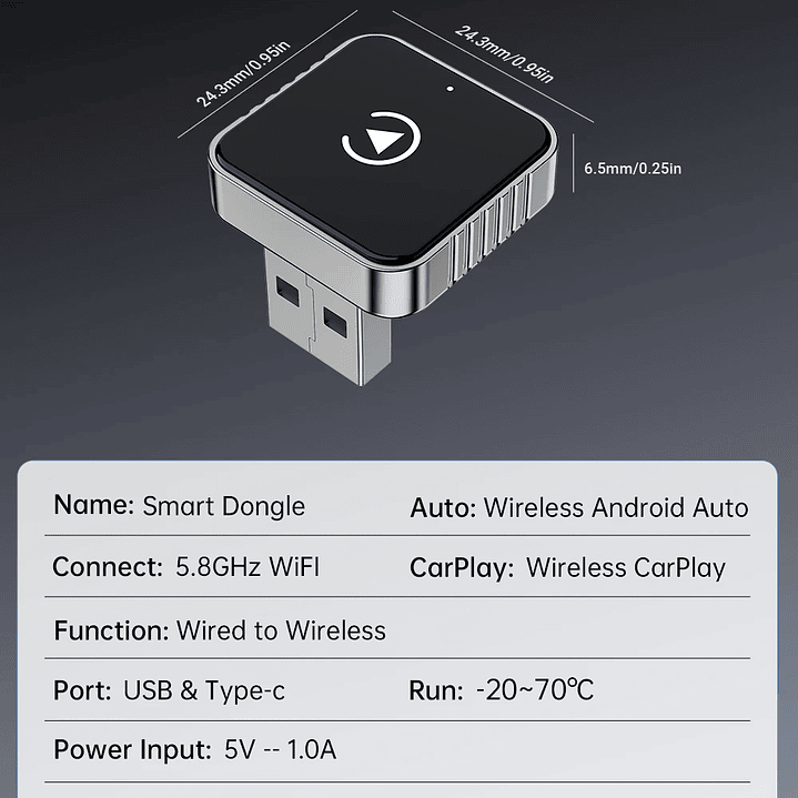 XUDA Adaptador CarPlay Android Auto - USB Mini Plug & Play Inalámbrico 21