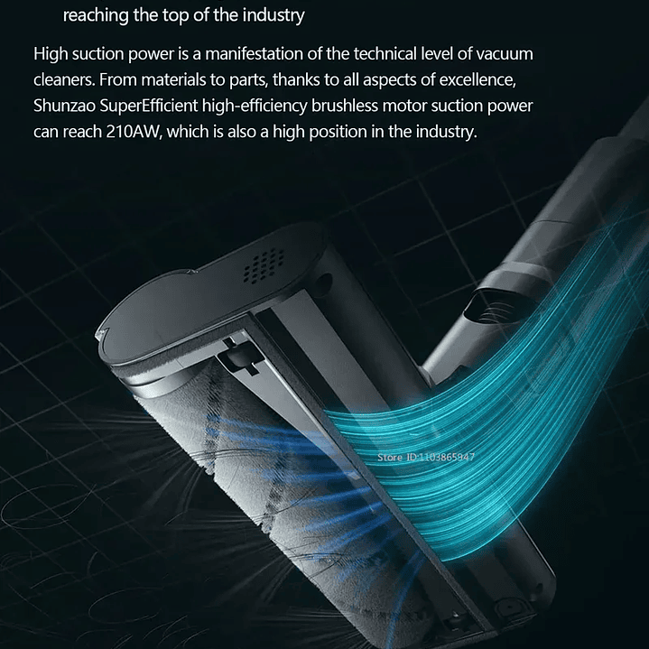 Aspiradora SHUNZAO Z15 Pro - Seco y Húmedo Inalámbrica 30000Pa 9