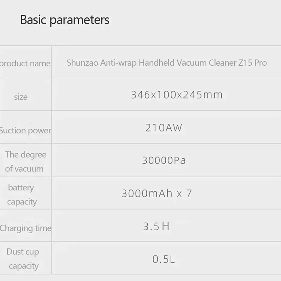 Aspiradora SHUNZAO Z15 Pro - Seco y Húmedo Inalámbrica 30000Pa 27