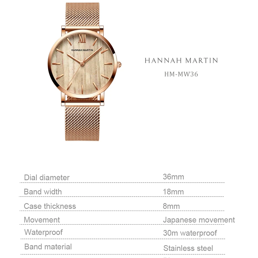 Hannah Martin Reloj Mujer 36 mm - Acero Inoxidable y 19 Colores Disponibles 53