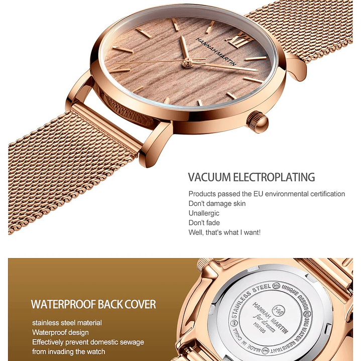 Hannah Martin Reloj Mujer 36 mm - Acero Inoxidable y 19 Colores Disponibles 56